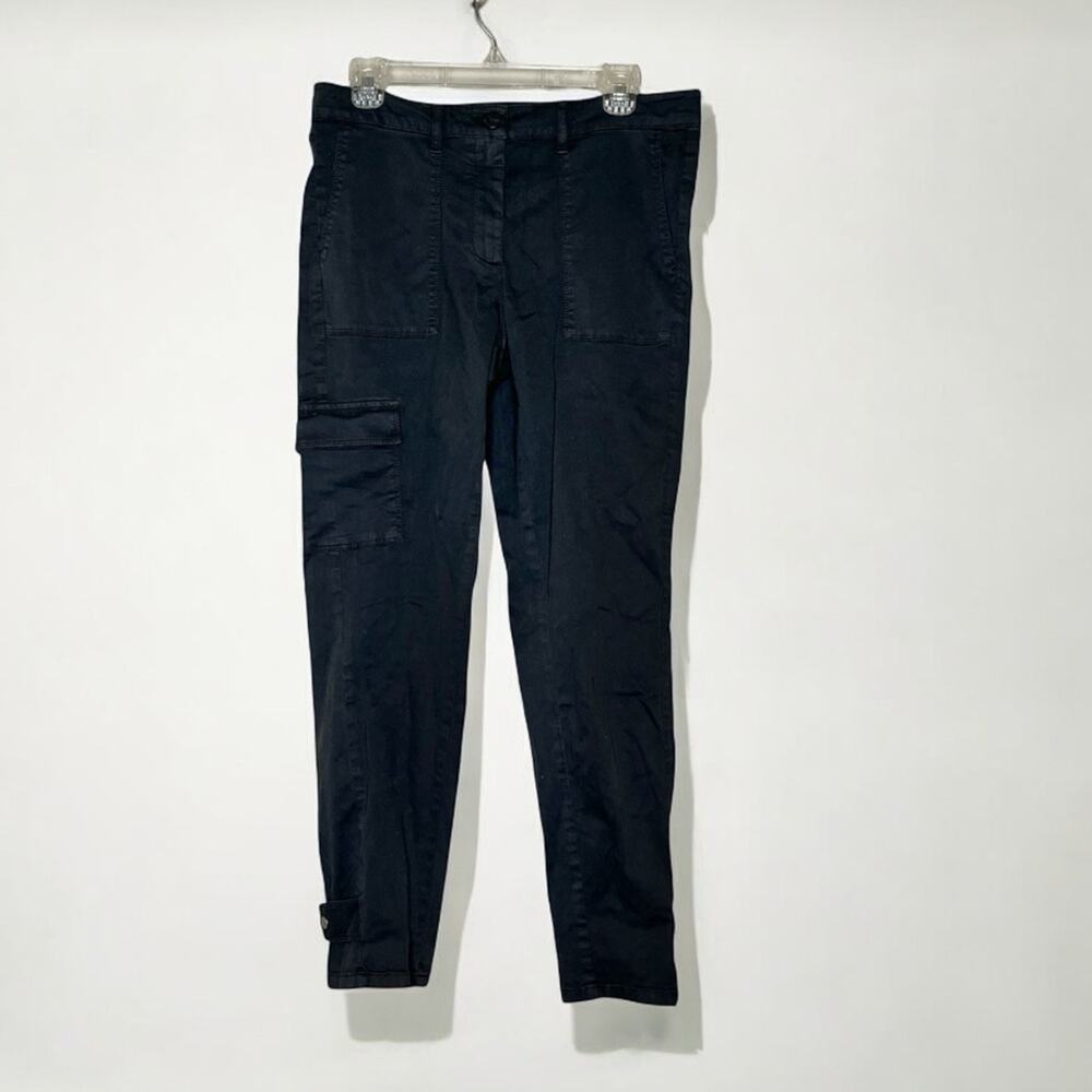 J. JILL Womens Black Cargo Pants 8 Pocket Tapered Snap Casual Waist 29 Comfy